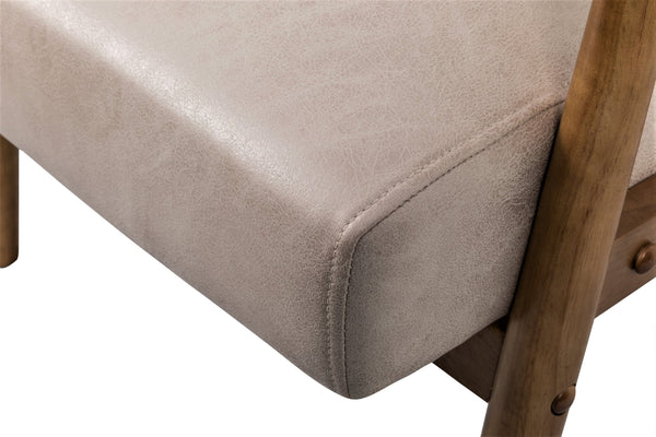 English Elm 25.38'' 25.38" Wide Classic Mid-Century Modern Arm Chair with Solid Wood Arms, Plush Foam & Microfiber Finish Light Camel B2735P271019