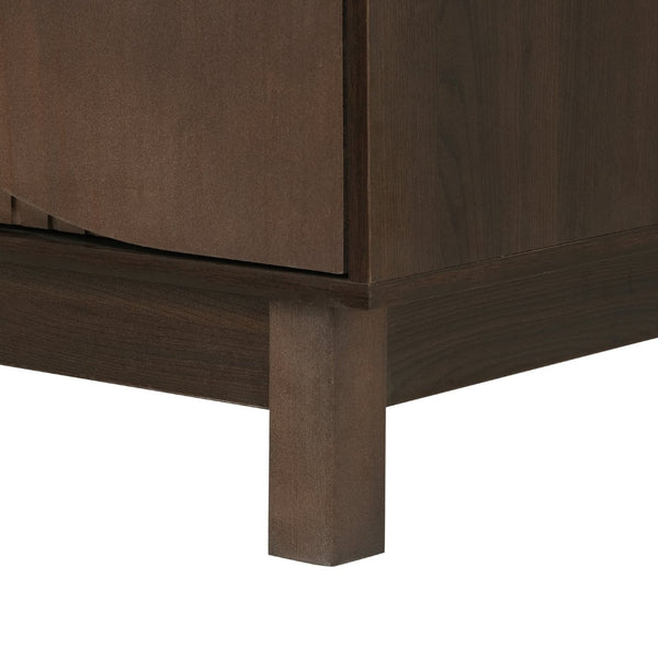 English Elm Modern Fluted 6 Drawer Dresser with Solid Wood Legs Japandi Chest for Bedroom Dark Brown N739S0000015D