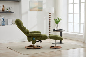 English Elm 010-Ergonomic Recliner Chair with Ottoman Green - 140° Adjustable Swivel Seat, Heated & 5-Point Massage W2636P358622
