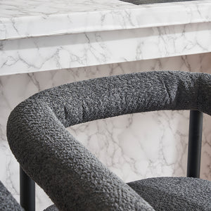 English Elm Modern Upholstered Bar Stools with Boucle Fabric and Armrests, Sturdy Metal Frame, Ergonomic Comfort DARK GREY W1901P264275