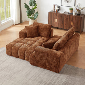 English Elm Chenille L-Shape Oversized Luxury Sectional Sofa - Minimalist Design, Comfy Sleeper For Any Room W2339S00040