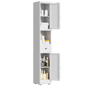 English Elm 71 Inch Freestanding Metal Storage Cabinet Five Tier Narrow Pantry Organizer White W2735P428814