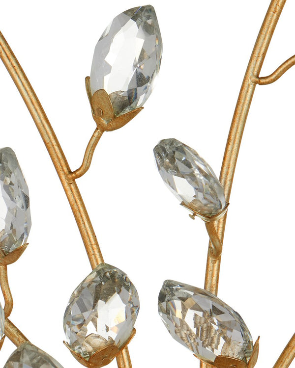 Currey & Company Forget-me-not Elegant Wall Sconce With Crystal Flowers And Dimmable Lights For Luxurious Decor Gold Crystal ,Metal 5000-0275-currey-company