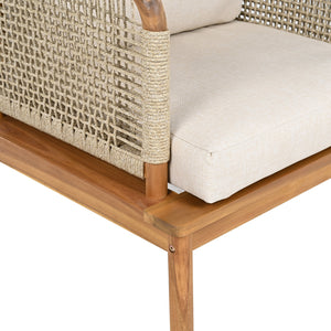 English Elm Christopher Knight Home® - Outdoor Acacia Wood Club Chair With Handwoven Rope, Water-Repellent Cushions For Ultimate Comfort N757P242994B