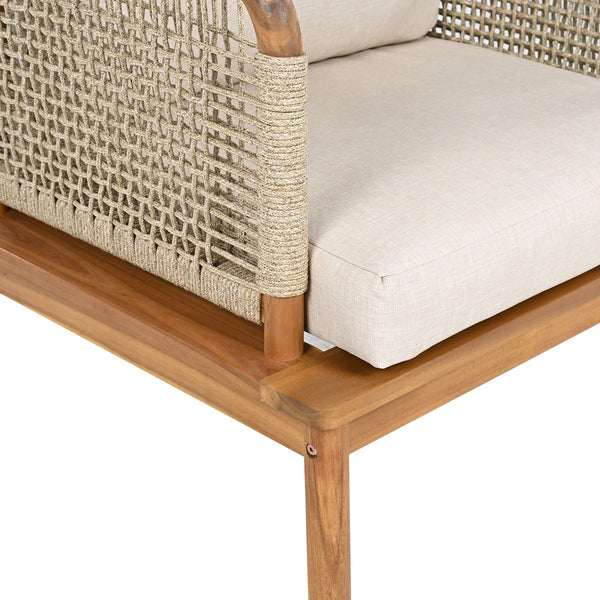 English Elm Christopher Knight Home® - Outdoor Acacia Wood Club Chair With Handwoven Rope, Water-Repellent Cushions For Ultimate Comfort N757P242994B