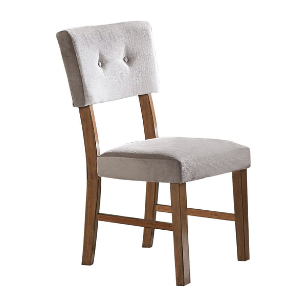 English Elm Leom Button Tufted Gray Polyester Dining Chair Set Mid Century Wood Frame B056P416904