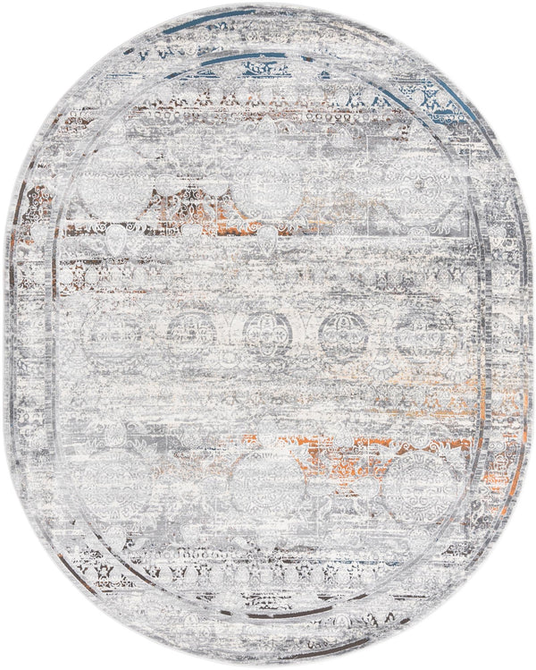 Unique Loom Finsbury Charlotte Machine Made Abstract Rug Multi, Gray/Orange/Ivory/Olive/Brown/Blue/Yellow 7' 10" x 10' 0"