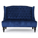 Christopher Knight Home® - Noble House - Leora Modern Glam Tufted Velvet Wingback Loveseat