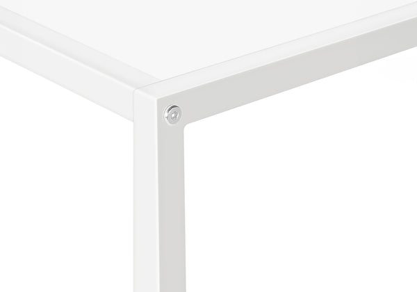 English Elm Accent Table - Modern L-Shaped Console For Entryway, Living Room & Bedroom - White Metal & Laminate B2710P218966