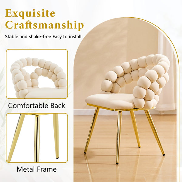 English Elm Modern Velvet Bubble Back Dining Chairs with Gold Legs Glam Accent Seating Set of 2 W3875P437077