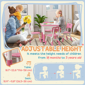 English Elm Qaba Kids Table And Chair Set - Adjustable 5-Piece Toddler Furniture With Storage, Easy Clean Design W2225P217316-GIGA