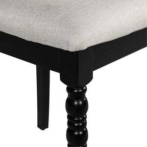 English Elm 7-Piece Extendable Dining Set with Removable Leaf and 6 Upholstered Chairs, Solid Rubberwood Legs, Seats 6 Black+Brown N752S000030B