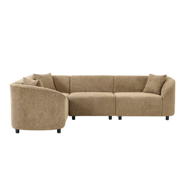 English Elm Christopher Knight Home® - 104" L-Shaped Curved Sectional Sofa with Plush Bouclé Upholstery, Sculptural 4-Seater Comfort & Durability Camel N767P333668K