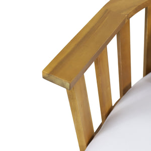 English Elm Christopher Knight Home® - 2 Person Acacia Wood Patio Seating Set with Curved Back Loveseat, Teak Finish, White Cushions, Coffee Table 70334.00WHI_70336.00