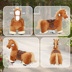English Elm Washable Plush Electric Ride on Horse Toy for Toddlers with Music and Soft Frame T3971P475617