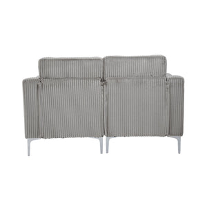 English Elm Modular Corduroy Two-Seater Sectional Sofa with Steel Legs, Pocket Springs & Solid Wood Frame Gray W3098S00027
