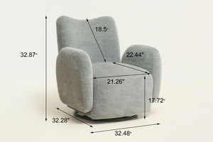 English Elm 360° 360 Swivel Accent Chair Plush Chenille Upholstered Circular Seat for Living Room Office Dark Grey W2901P463495
