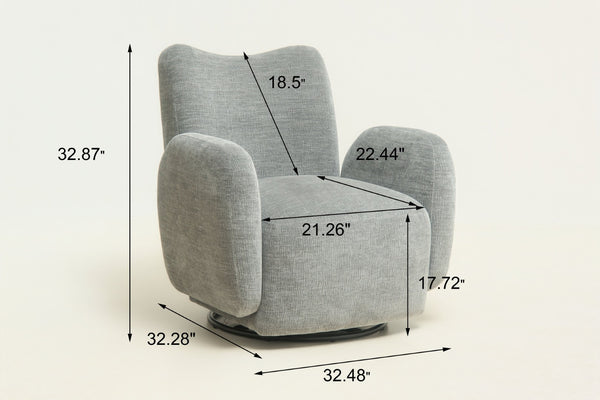 English Elm 360° 360 Swivel Accent Chair Plush Chenille Upholstered Circular Seat for Living Room Office Dark Grey W2901P463495