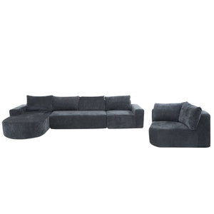 English Elm 139" Oversized Modular Sofa Cloud Sectional with Deep 22.8" Seat Pocket Springs Chenille Comfort for Living Room Grey N719S001730E