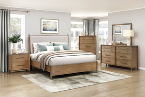 English Elm Modern Transitional Tall 5-drawer Chest with Cedar Lining and Hickory Veneer Finish B011P425799