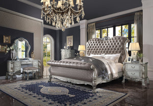 English Elm Traditional Nightstand with Floral Decals and Rope Moldings, Crown Molding Accent, Charming Princess Appeal Antique White 22 L x 34 W x 29 H B2741P324884