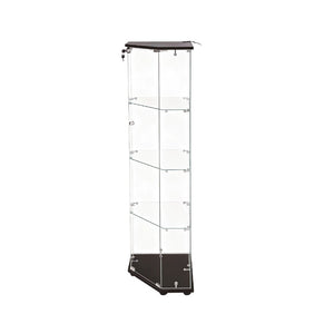 English Elm Tempered Glass Corner Display Cabinet with Rgb Lighting Locking Door and Adjustable Feet Black W3155P449087
