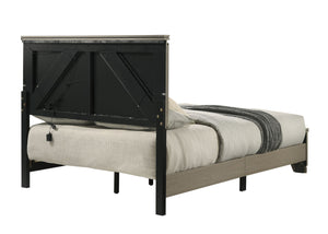 English Elm Joanna Queen Bed Weathered Gray Finish Tall Headboard with Built in Led Lighting B2756P481237