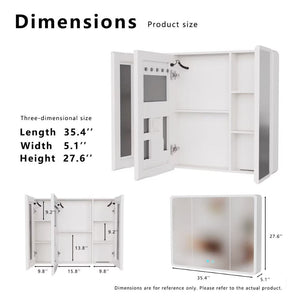 English Elm Led Aluminum Double Door Medicine Cabinet Anti Fog Mirror Bathroom Wall Mount W3083P370897