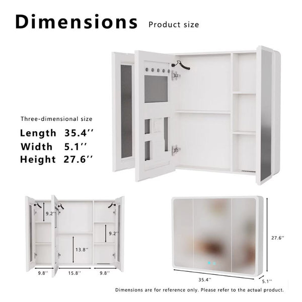 English Elm Led Aluminum Double Door Medicine Cabinet Anti Fog Mirror Bathroom Wall Mount W3083P370897
