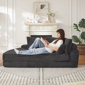 English Elm 78.5-inch Corduroy Modular Semi-circular Sofa Bed Sculptural Lounger with Neck Support W834P385980