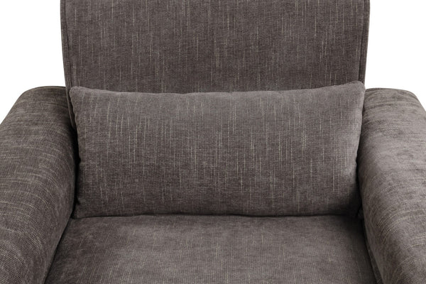 English Elm Rossa Chenille Accent Chair with Pocket Coil Seating Black Metal Legs and Throw Pillow Gray B2749S00084