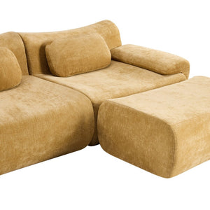 English Elm Modular Chenille Deep Seat Sectional Sofa with Bamboo Frame for Living Room Lounge Yellow W1829S00067