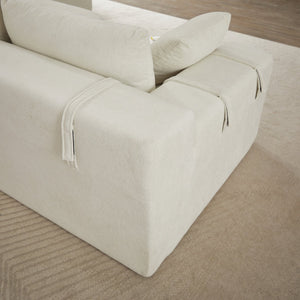 English Elm Modern Chenille Upholstered Sectional Sofa - Stylish L-Shaped Couch Set With 6 Pillows, Versatile Design W834S00397