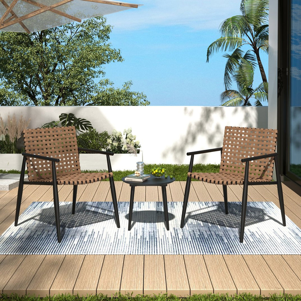 English Elm Christopher Knight Home® - Modern Outdoor Chat Set with 2 PE Rattan Chairs & Tempered Glass Side Table, Rust‑Proof, UV‑Safe Elegance N769P248124B