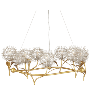 Dandelion Chandelier: Elegant Silver & Gold Wrought Iron Design Inspired by Nature's Beauty