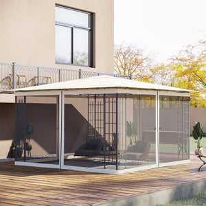English Elm Outsunny Zip on Polyester Mesh Gazebo Sidewall Panels Bug Screen Patio Enclosure W2225P200874