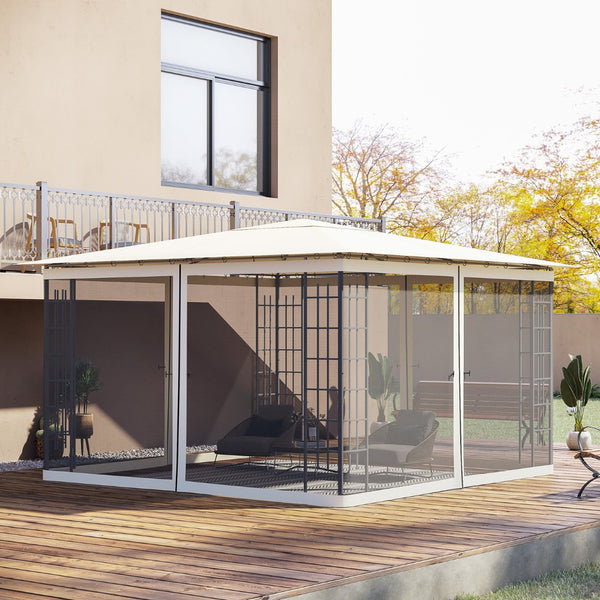 English Elm Outsunny Zip on Polyester Mesh Gazebo Sidewall Panels Bug Screen Patio Enclosure W2225P200874