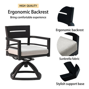 English Elm 7-Piece Outdoor Aluminum Dining Set With Cushioned Chairs & Swivel Rockers For Ultimate Comfort W1886S00002