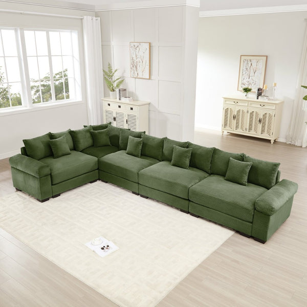 English Elm Oversized Modular Sectional Couch - Cloud-Like Comfort, Ergonomic Design, 18 Pillows, Easy Assembly! W714S01342-GIGA