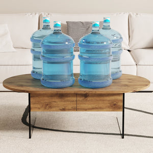 English Elm Coffee modern wood coffee table with double drawers, tempered glass sides, sleek storage & easy assembly W1151P191785