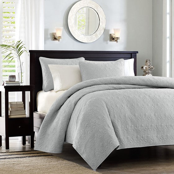 English Elm Reversible Madison Park Quebec Quilt Set Full/Queen - Cottage-Stitched, Prewashed Cotton Fill, Antimicrobial Freshness B03597389
