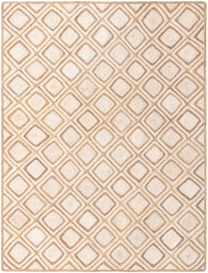 Unique Loom Braided Jute Bengal Hand Braided Geometric Rug Natural, Ivory 9' 0" x 12' 2"