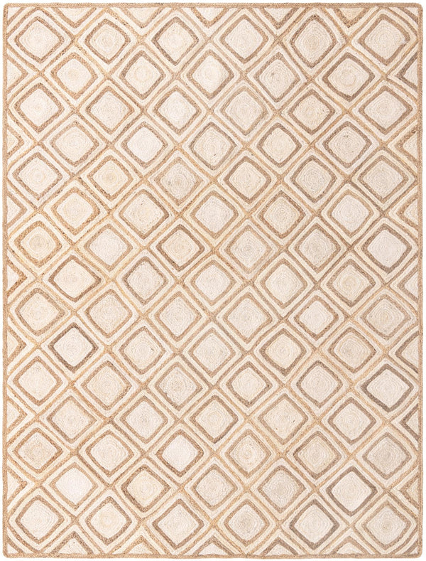 Unique Loom Braided Jute Bengal Hand Braided Geometric Rug Natural, Ivory 9' 0" x 12' 2"