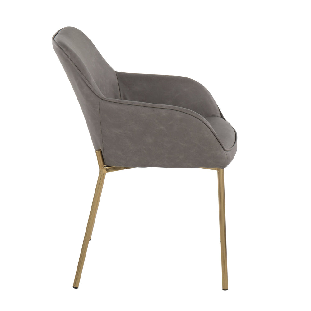 English Elm Daniella Contemporary Dining Chair Set of 2 – Gold Metal Frame, Camel Faux Leather Upholstery, Cushioned Comfort Grey B202S01327