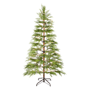English Elm 6 ft Artificial Christmas Tree with 300 Warm LED Lights, 612 Tips, Hinged PE Branches & Metal Stand N710P181792S