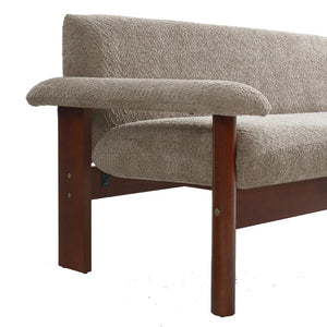 English Elm Modern Berber Fleece 2 Seat Loveseat Rubberwood Base Plush Armrest Couch for Apartments Brown N763S000050D
