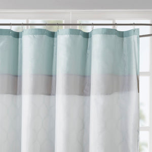 JLA Home 510 Design - Printed Embroidered Shower Curtain in Seafoam Microfiber with Lined Backing, Texture & Machine-Washable Elegance 5DS70-0094