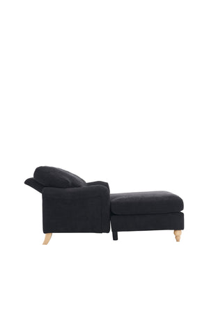 English Elm Modern Mid-Century Oversized Chaise Lounger Sofa Bed with Solid Wood Legs, Deep Seat Comfort Sleeper Black W2363S00068