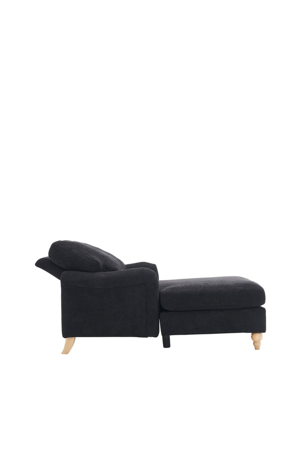 English Elm Modern Mid-Century Oversized Chaise Lounger Sofa Bed with Solid Wood Legs, Deep Seat Comfort Sleeper Black W2363S00068