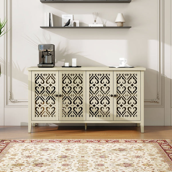 English Elm Hollowed-Out Cabinet With 4 Doors - Stylish American Furniture For Living Room, Bedroom & Study W688P223025